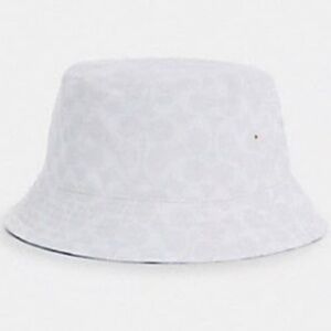 Coach reversible white and blue tie dye bucket hat new